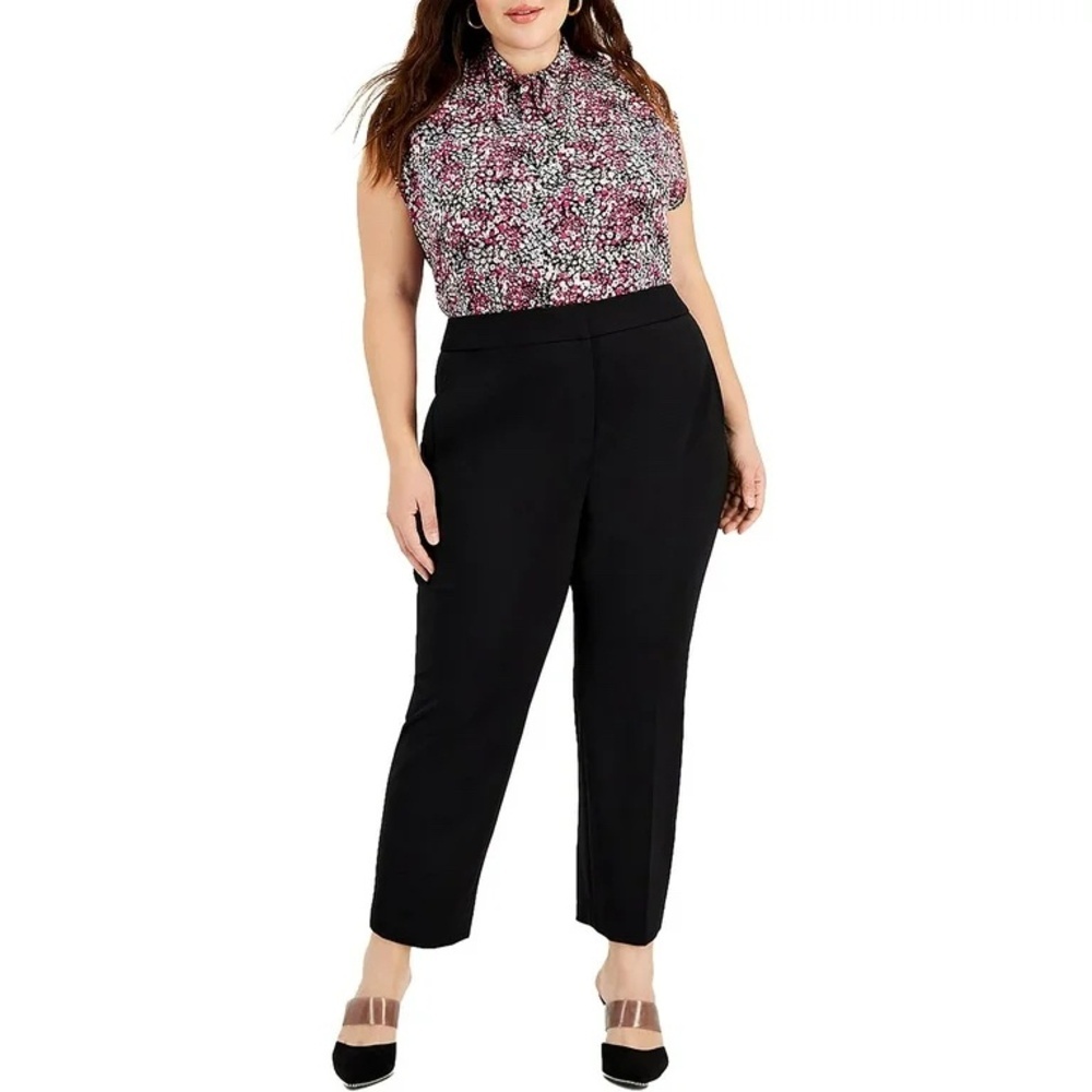 NWT Anne Klein Womens Black Formal Straight Leg Ankle Pants Size Plus